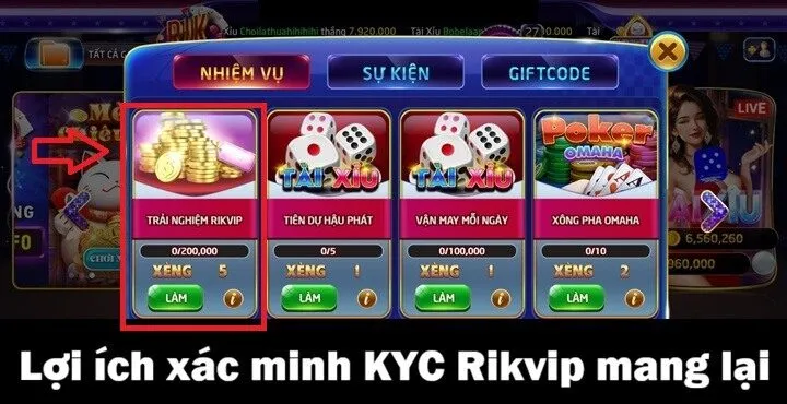 Lợi ích nhận được sau khi hoàn tất xác minh KYC Rikvip