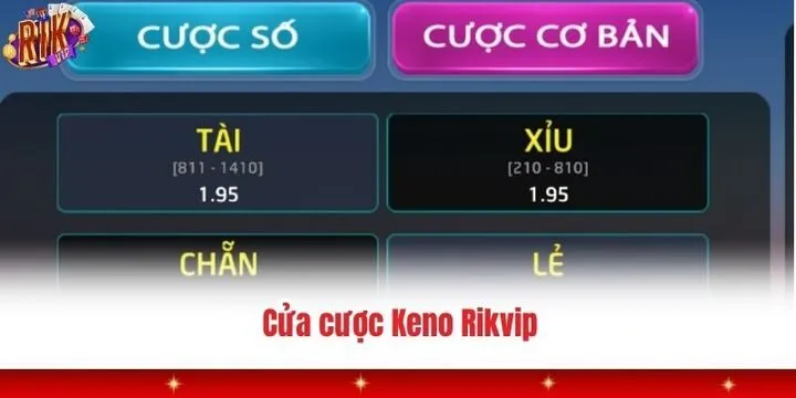 Các cửa cược phổ biến tại sảnh Keno Rikvip